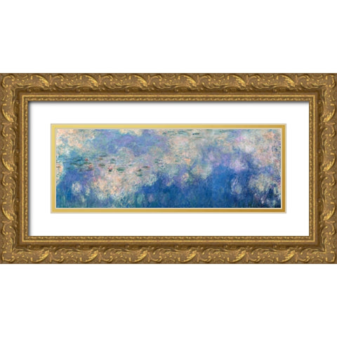 Waterlilies- The Clouds Gold Ornate Wood Framed Art Print with Double Matting by Monet, Claude