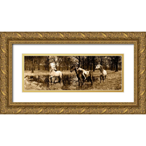 Spirits of the Woods Gold Ornate Wood Framed Art Print with Double Matting by Moreau, Marc