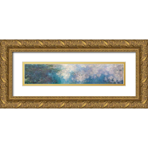 The Water Lilies - The Clouds Gold Ornate Wood Framed Art Print with Double Matting by Monet, Claude