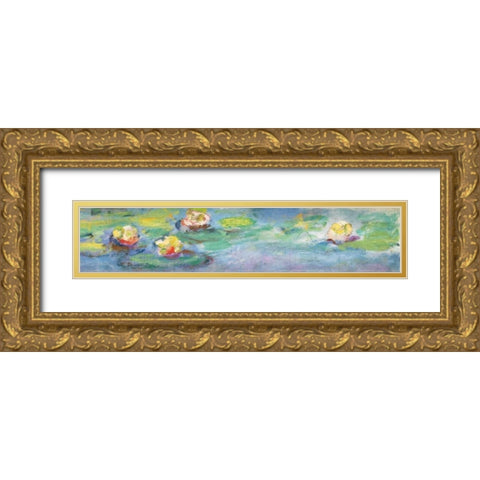 Nympheas Gold Ornate Wood Framed Art Print with Double Matting by Monet, Claude