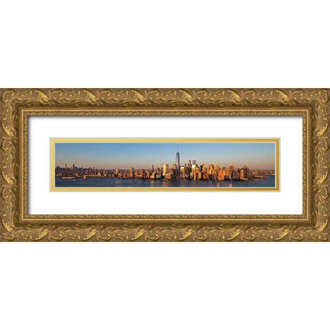Manhattan and One WTC Gold Ornate Wood Framed Art Print with Double Matting by Berenholtz, Richard