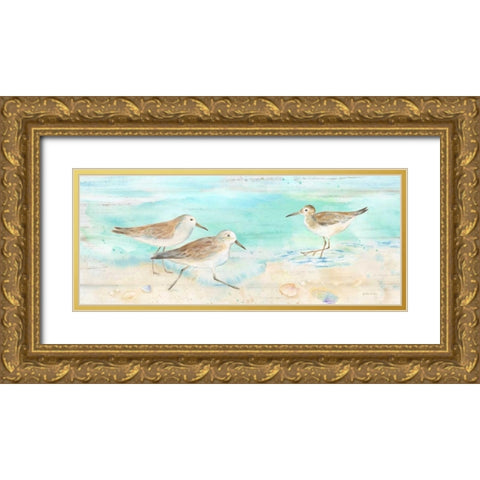 Sandpiper Beach Panel Gold Ornate Wood Framed Art Print with Double Matting by Coulter, Cynthia