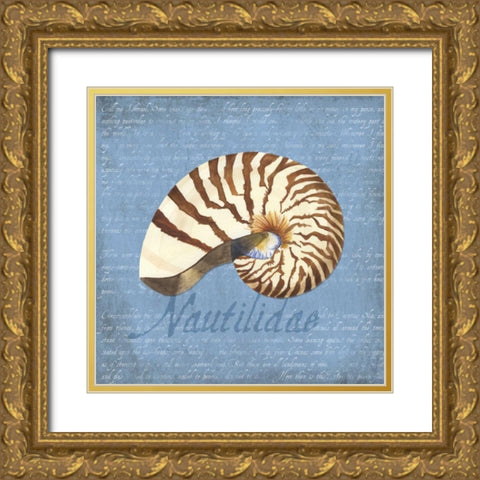 Oceanum Shells Blue III Gold Ornate Wood Framed Art Print with Double Matting by Reed, Tara