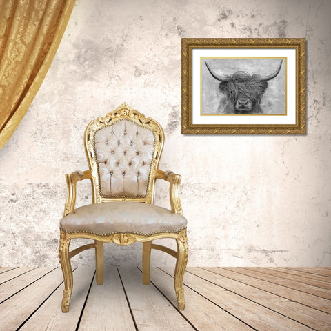 Norwegian Bison Gold Ornate Wood Framed Art Print with Double Matting by Cusson, Marie-Elaine