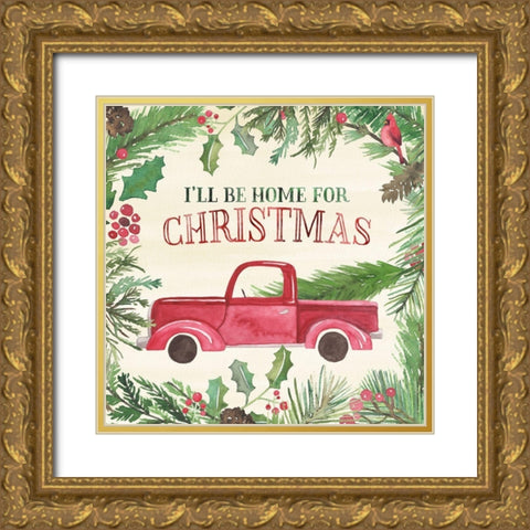 New England Christmas II Gold Ornate Wood Framed Art Print with Double Matting by Noonday Design