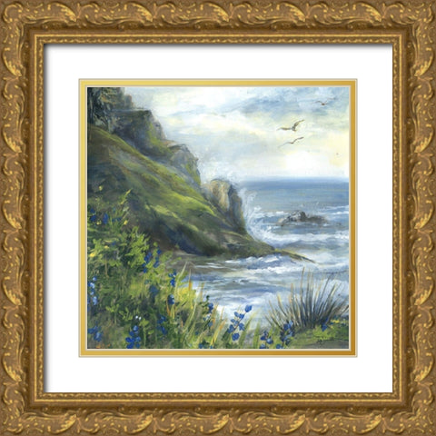Blue Bell Ocean landscape Gold Ornate Wood Framed Art Print with Double Matting by Tre Sorelle Studios