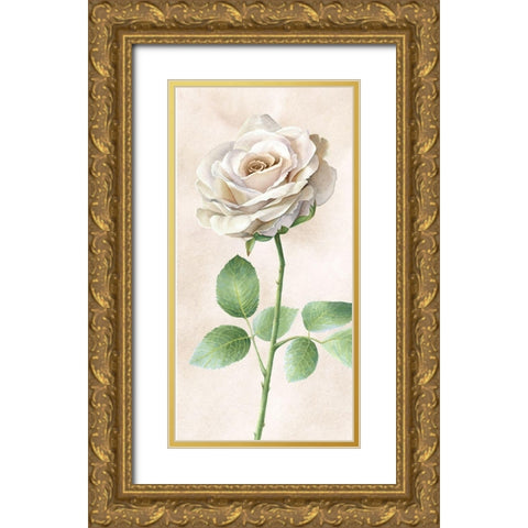 Ivory  Roses panel I Gold Ornate Wood Framed Art Print with Double Matting by Wilson, Kelsey