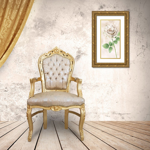 Ivory  Roses panel II Gold Ornate Wood Framed Art Print with Double Matting by Wilson, Kelsey
