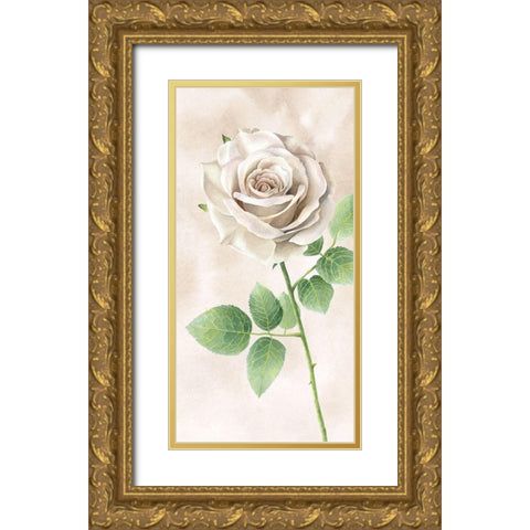 Ivory  Roses panel II Gold Ornate Wood Framed Art Print with Double Matting by Wilson, Kelsey