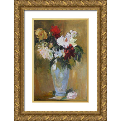 Flower Power Vase Gold Ornate Wood Framed Art Print with Double Matting by Fine, Alexi