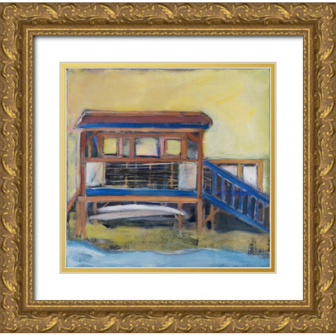 The Boathouse Gold Ornate Wood Framed Art Print with Double Matting by Marie, Susanne