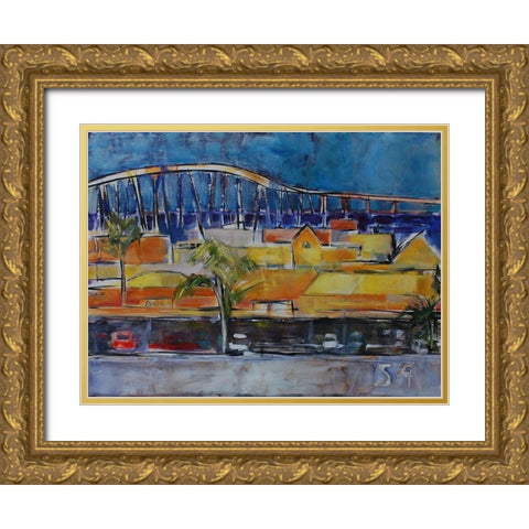 Under the Bridge Gold Ornate Wood Framed Art Print with Double Matting by Marie, Susanne