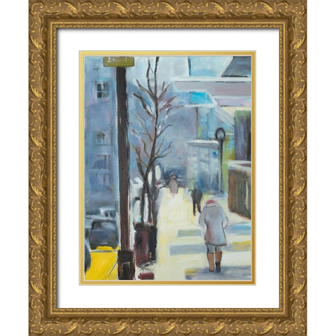 Winters Day Gold Ornate Wood Framed Art Print with Double Matting by Marie, Susanne