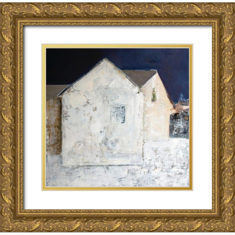 Winter White Gold Ornate Wood Framed Art Print with Double Matting by Marie, Susanne