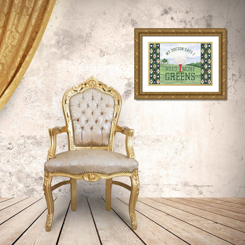 Golf Days landscape III-More Greens Gold Ornate Wood Framed Art Print with Double Matting by Reed, Tara