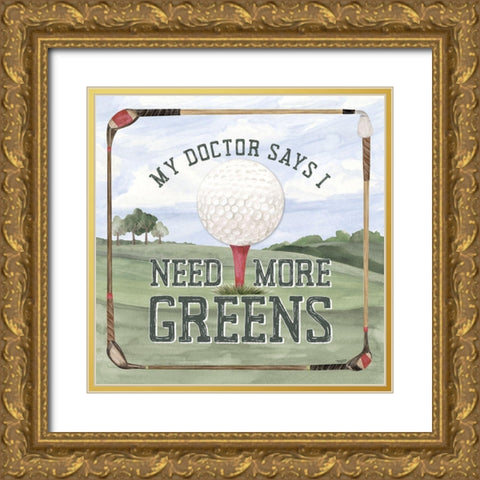 Golf Days neutral I-More Greens Gold Ornate Wood Framed Art Print with Double Matting by Reed, Tara