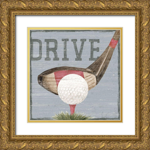 Golf Days neutral VIII-Drive Gold Ornate Wood Framed Art Print with Double Matting by Reed, Tara