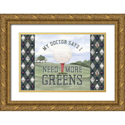 Golf Days neutral landscape III-More Greens Gold Ornate Wood Framed Art Print with Double Matting by Reed, Tara