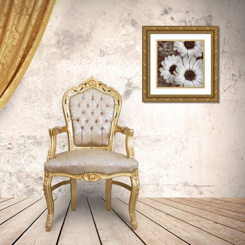 Sepia Blossoms I Gold Ornate Wood Framed Art Print with Double Matting by Romita, Denise