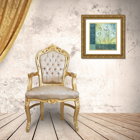 White Poppy Garden I Gold Ornate Wood Framed Art Print with Double Matting by Tre Sorelle Studios