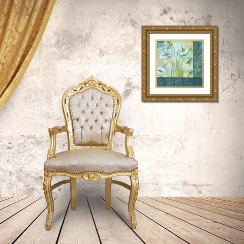 White Poppy Garden II Gold Ornate Wood Framed Art Print with Double Matting by Tre Sorelle Studios