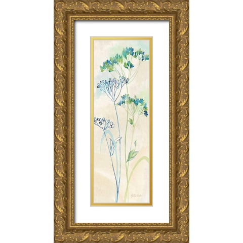 Indigo Wildflowers Panel II Gold Ornate Wood Framed Art Print with Double Matting by Coulter, Cynthia