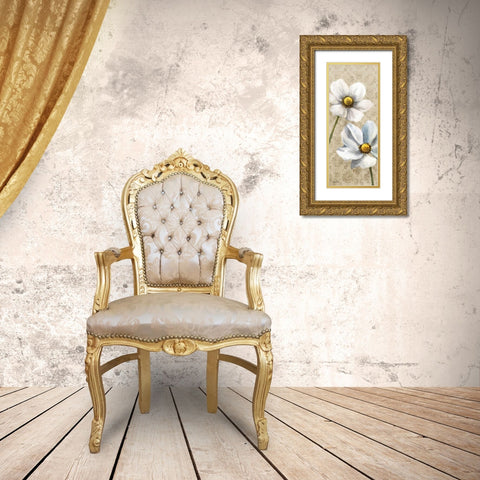 Winter White Poppies Panel I Gold Ornate Wood Framed Art Print with Double Matting by Milan, Vittorio