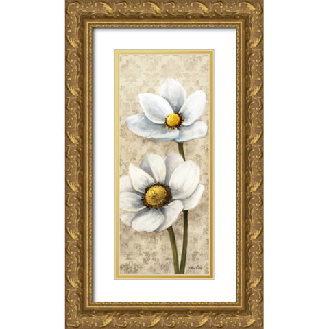 Winter White Poppies Panel II Gold Ornate Wood Framed Art Print with Double Matting by Milan, Vittorio