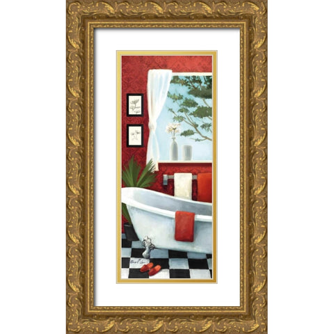 Bath with a View Panel I Gold Ornate Wood Framed Art Print with Double Matting by Milan, Vittorio