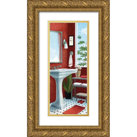 Bath with a View Panel II Gold Ornate Wood Framed Art Print with Double Matting by Milan, Vittorio