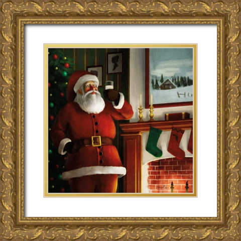 Christmas Eve Santa Gold Ornate Wood Framed Art Print with Double Matting by Milan, Vittorio