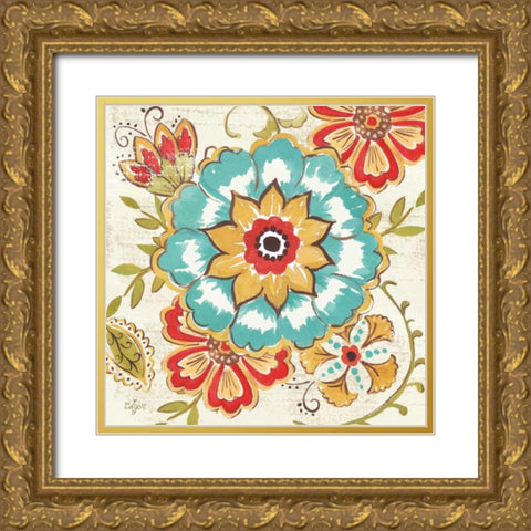 Boho Florals II Gold Ornate Wood Framed Art Print with Double Matting by Lyon, Rebecca