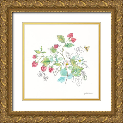 Berries and Bees V Gold Ornate Wood Framed Art Print with Double Matting by Coulter, Cynthia