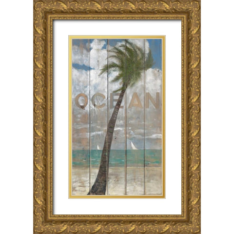 Ocean Sign Gold Ornate Wood Framed Art Print with Double Matting by Fisk, Arnie