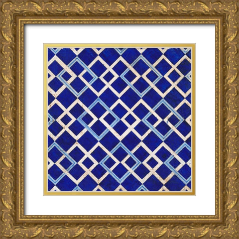 Lapis Diamond Tile Gold Ornate Wood Framed Art Print with Double Matting by Fisk, Arnie