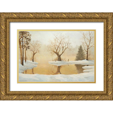 Winter Glow Gold Ornate Wood Framed Art Print with Double Matting by Fisk, Arnie