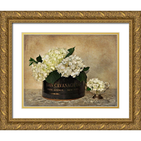 Park Avenue Hydrangea Gold Ornate Wood Framed Art Print with Double Matting by Atria, Cristin