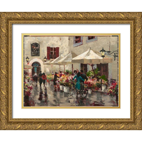 Paris Street Scene Gold Ornate Wood Framed Art Print with Double Matting by Heighton, Brent