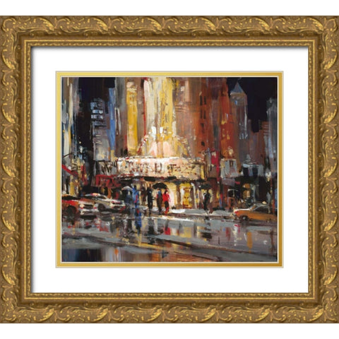 Street Scene Abstract Gold Ornate Wood Framed Art Print with Double Matting by Heighton, Brent