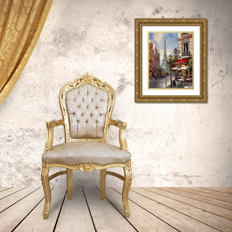 Tour De Eiffel View Gold Ornate Wood Framed Art Print with Double Matting by Heighton, Brent