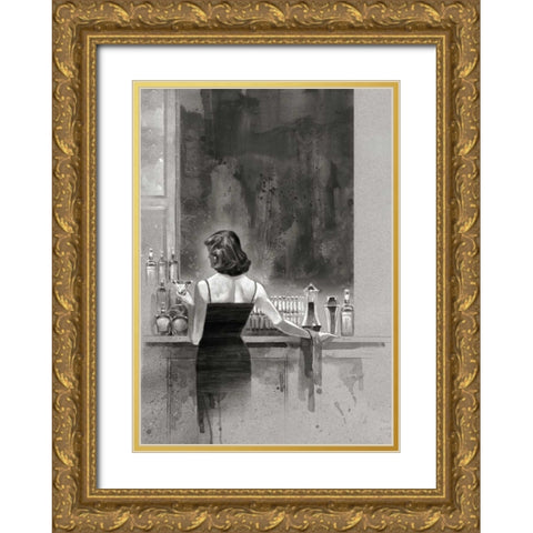 Evening Lounge Study Gold Ornate Wood Framed Art Print with Double Matting by Lynch, Brent