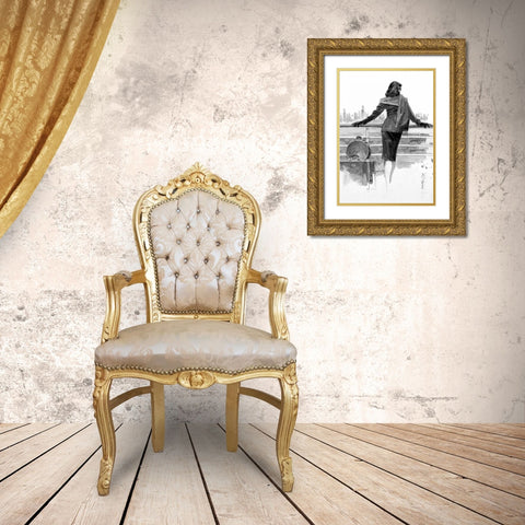 Port of Call Study Gold Ornate Wood Framed Art Print with Double Matting by Lynch, Brent