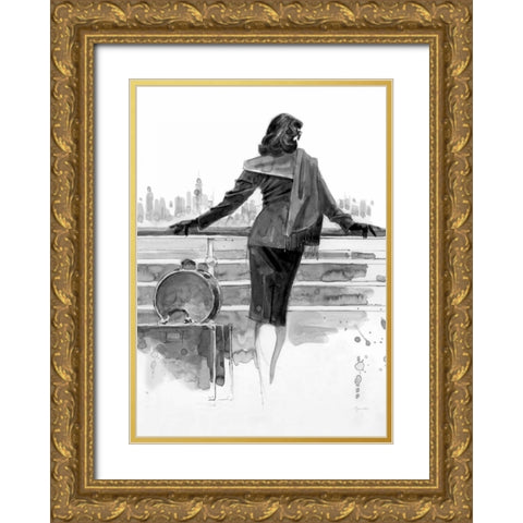 Port of Call Study Gold Ornate Wood Framed Art Print with Double Matting by Lynch, Brent