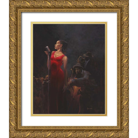 Garnet Diva Gold Ornate Wood Framed Art Print with Double Matting by Lynch, Brent