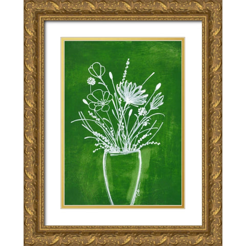 Emerald Bouquet Gold Ornate Wood Framed Art Print with Double Matting by Loco, Filippo