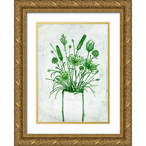 Fresh Greenery Florals Gold Ornate Wood Framed Art Print with Double Matting by Loco, Filippo