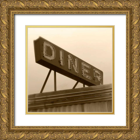 Diner Sign Gold Ornate Wood Framed Art Print with Double Matting by Robertson, Walter