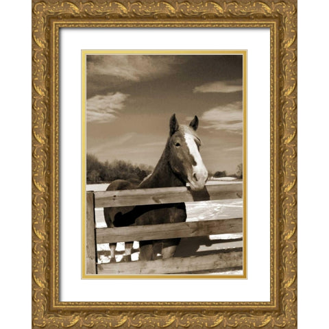At the Ranch Gold Ornate Wood Framed Art Print with Double Matting by Amber Light Gallery
