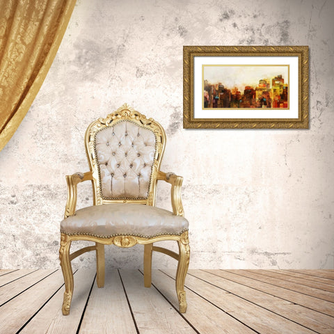 Morning Skyline Gold Ornate Wood Framed Art Print with Double Matting by Roko, Ken