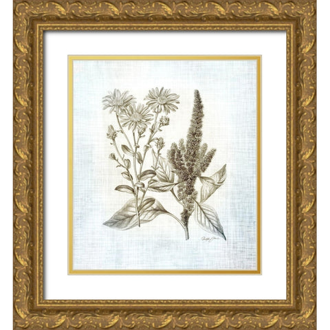 Farmhouse Botanical 2 Gold Ornate Wood Framed Art Print with Double Matting by James, Christopher